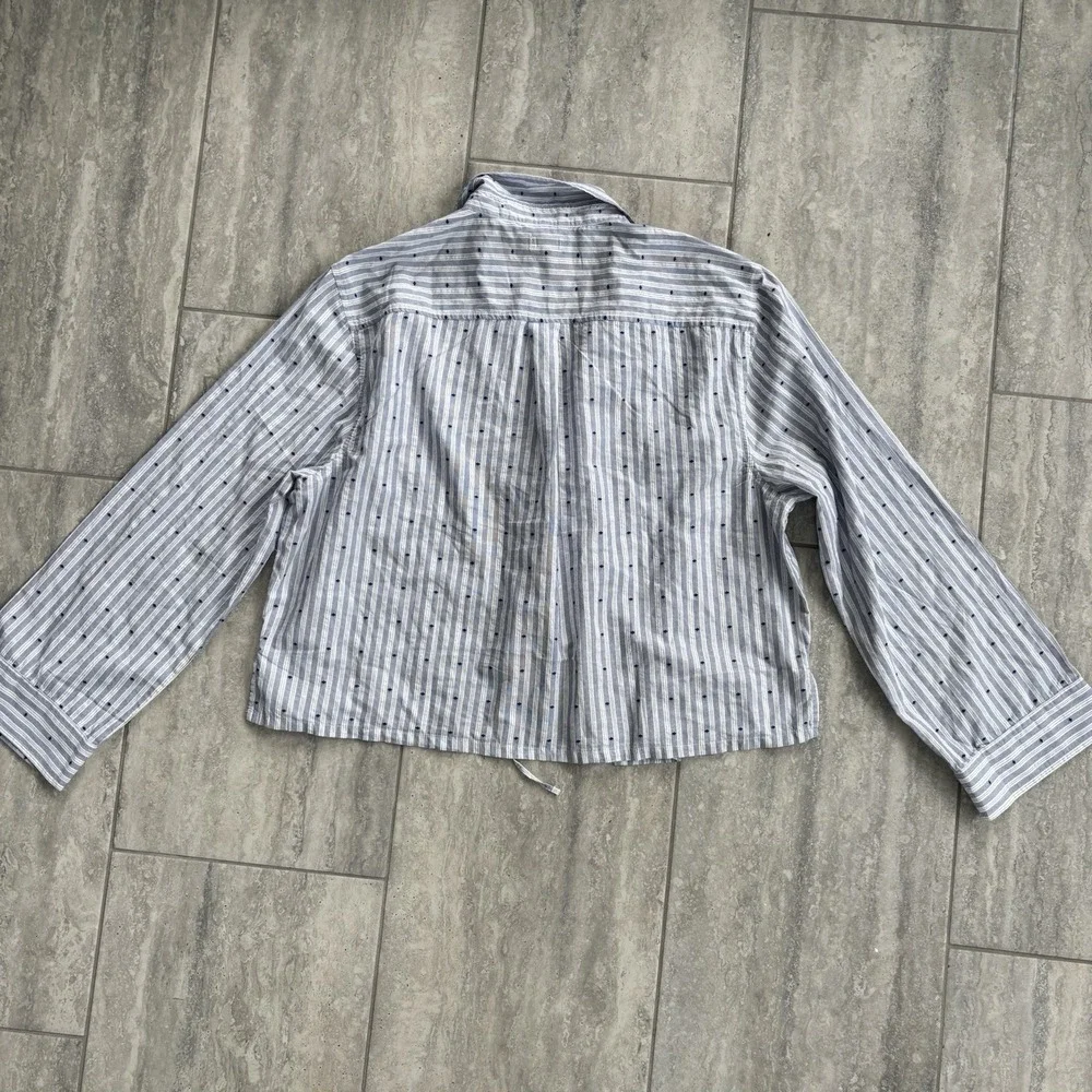 Aerie Off-Duty Poplin Tie Front Shirt Ocean Sky Women's Lounge Top Size XL